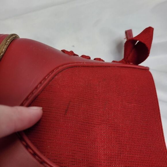 BERNARDO haute red rubber Paxton lace up ankle rain booties‎ boots 10 - Picture 6 of 13